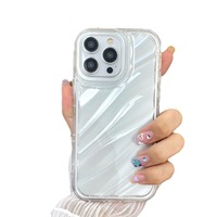 Coque de téléphone en silicone transparente à effet d'ondulation d'eau pour iPhone 16 15 14 13 12 11 Pro Max XR XS 8 Plus Protection antichoc