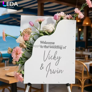 Caja de Flores Cuadrada Moderna de Acrílico Blanco de Lujo LEDA, Letrero de Bienvenida para Bodas y Fiestas, Soporte para Flores - Product Image 3