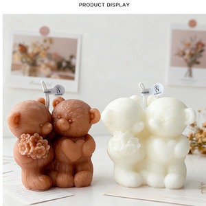 Vela Aromática con Forma de Oso Abrazado, Romántica, con Corazón y Flores, para Decoración de Bodas, Recuerdo para Parejas en San Valentín - Product Image 6