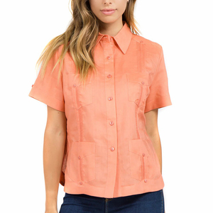 <span class=keywords><strong>Camicia</strong></span> personalizzata Guayabera da <span class=keywords><strong>donna</strong></span> in <span class=keywords><strong>lino</strong></span> 100% <span class=keywords><strong>manica</strong></span> <span class=keywords><strong>corta</strong></span> con 4 tasche - Product Image 6