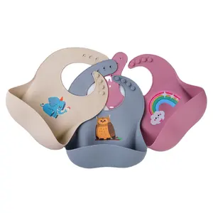 Hot Selling Infant 0-3 Years Waterproof Bpa Free Plate For Toddle Feeding Set Food Grade Silicone Bibs Baby Bib