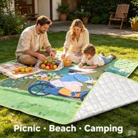 Tapis de pique-nique portable en film d'aluminium EVA, imperméable, anti-humidité, épaissi, antidérapant, avec poignée, style Instagram, pour camping et parc