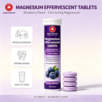 DEM Marque Privée Comprimés Effervescents de Magnésium Myrtille Absorption Rapide 20 Comprimés pour Énergie Musculaire et Santé Osseuse Personnalisable