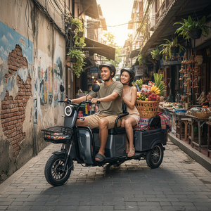 Scooter électrique à 3 roues HLD, tricycle pour le transport de marchandises et de passagers, vélo électrique avec boîte de rangement pour la livraison urbaine, la vie quotidienne et la famille - Product Image 2