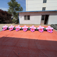 Décorations de scène comprenant des guirlandes de fleurs gonflables et des petites vignes de fleurs gonflables roses