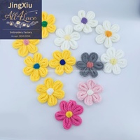 Applique florale 3D au crochet, faite main, motif marguerite et tournesol blanc, à coudre, tissée à la main, pour vêtements d'enfants, fourniture d'usine