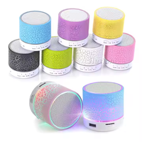 Speaker Mini Tooth biru, pengeras suara nirkabel LED warna-warni kartu TF USB Subwoofer portabel MP3 musik kolom suara untuk ponsel PC