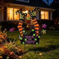 Dekorasi Halloween untuk Taman Depan, Pot Bunga, dan Kebun, Seni Logam Penyihir Buatan Tangan untuk Halaman Luar
