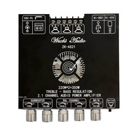Module d'amplificateur de puissance numérique 2.1 canaux ZK-AS21 TPA3255 avec réglage des aigus et des graves, subwoofer 220WX2+350W