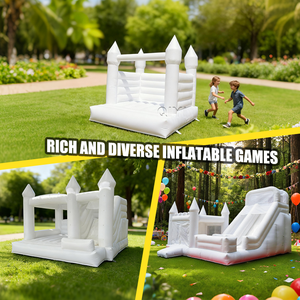 Château gonflable de mariage blanc QY Built, château gonflable à sauter, fosse à balles, toboggan aquatique gonflable, garantie de 3 ans, installation facile - Product Image 5