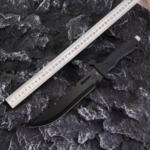 Dài Cố Định Lưỡi Chiến Thuật Thép Không Gỉ Săn Bắn Dao DIY OEM Nhựa Xử Lý Ngoài Trời Survival Kit Cắm Trại Đen Vỏ Bọc Cắt - Product Image 1