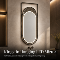 Kingstin Подвесное зеркало для ванной с LED, овальное косметическое с подсветкой, эффект водной ряби, антизапотевание
