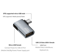 Adaptateur OTG Type C à 90 degrés, angle gauche et droit, micro USB vers USB, pour téléphone Android, tablette et autres appareils hôtes