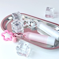 Tube de brillant à lèvres semi-transparent 3,5g avec chaîne de perles, porte-clés décoratif, modèle KJ-S217, emballé