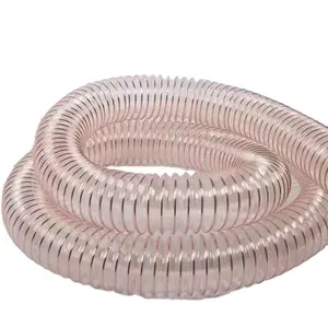 PU PVC Large Diameter Steel Wire Wood Dust Chips Highly Flexible Compressible Industry Suction Spiral Plastic Duct Hose