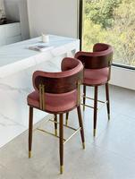 Tabouret de bar en métal OEM moderne, de luxe léger et écologique, pour restaurants commerciaux, hôtels, bars et cafés
