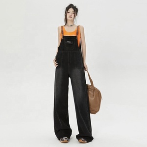 Salopette in Denim a Gamba Larga da Donna, Vita Alta, Vestibilità Ampia, Stile Retrò Hong Kong, Abbinabile a Tutto - Product Image 6