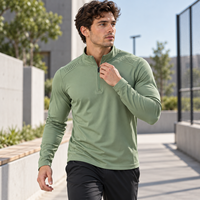 Sweat-shirt de performance pour homme en polyester et élasthanne, col montant zippé, perforations découpées au laser, vente en gros