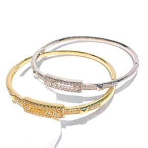 Bracelet de mode en or blanc micro-serti de zircons, bijoux de fête pour femme, design empilable - Product Image 5