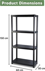 4-Tier Durable Light weight Rust Proof <strong>Plastic</strong> <strong>Shelving</strong> Unit for Garage Warehouse Garden &amp; <strong>Sheds</strong>-Space Saving Storage - Product Image 2