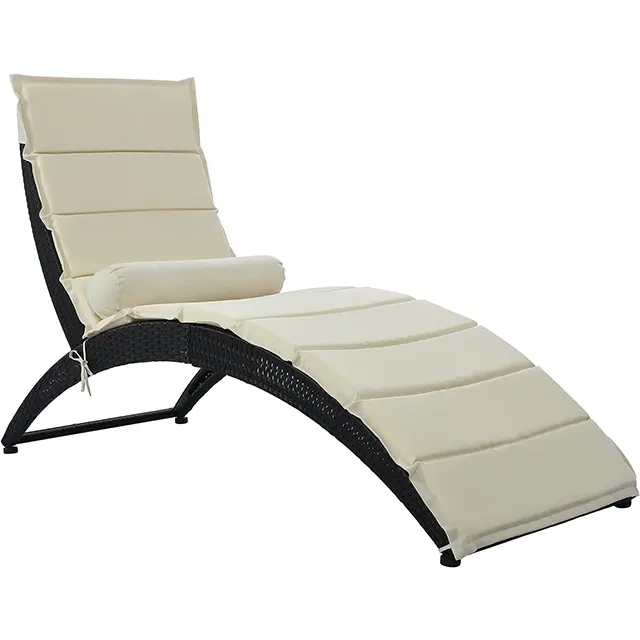 Tumbona plegable respetuosa con el medio ambiente, disponible para todo tipo de clima, muebles de ratán, tumbonas laterales para piscina, Patio, jardín