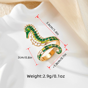 Set de Anillos Abiertos Seahorse con Diseño de Animales en Esmalte Colorido, Joyería de Moda Unisex, Accesorio para Fiestas - Product Image 2