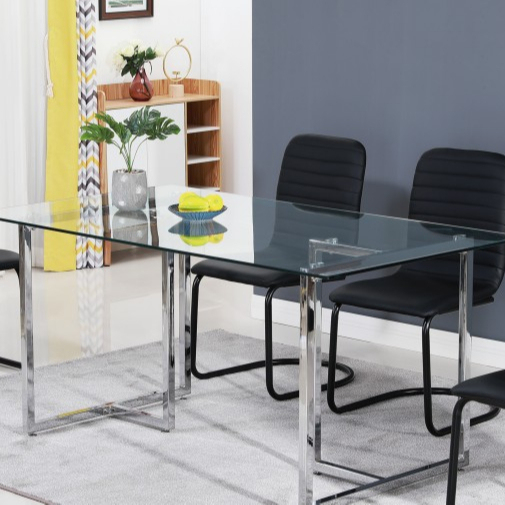 Wholesale supplier Dining Set Modern Dining Table Set for 4 or 6 Persons with 4 or 6 PVC Leather Chairs