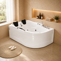 Baignoire spa incurvée sur mesure 1200x1800mm avec double appui-tête, rail chromé et jets d'hydro-massage
