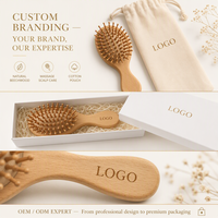 Brosse à cheveux en bois de hêtre naturel avec logo personnalisé, brosse à picots en bois professionnelle pour le massage du cuir chevelu, brosse à cheveux écologique avec boîte