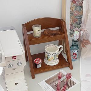 Wooden Desktop Organizer <b>Shelf</b> Double Layer Storage <b>Rack</b> For Office Study Room Home Decoration Durable Standing Type - Product Image 2