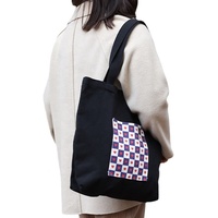 Bolsa de lona exquisita y de moda con logotipo de patrón personalizado de estilo académico para ir de compras