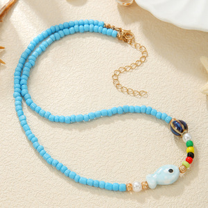Collier de perles colorées pour femmes, style japonais, forme d'animal, breloque poisson tropical, bijoux de fête - Product Image 3
