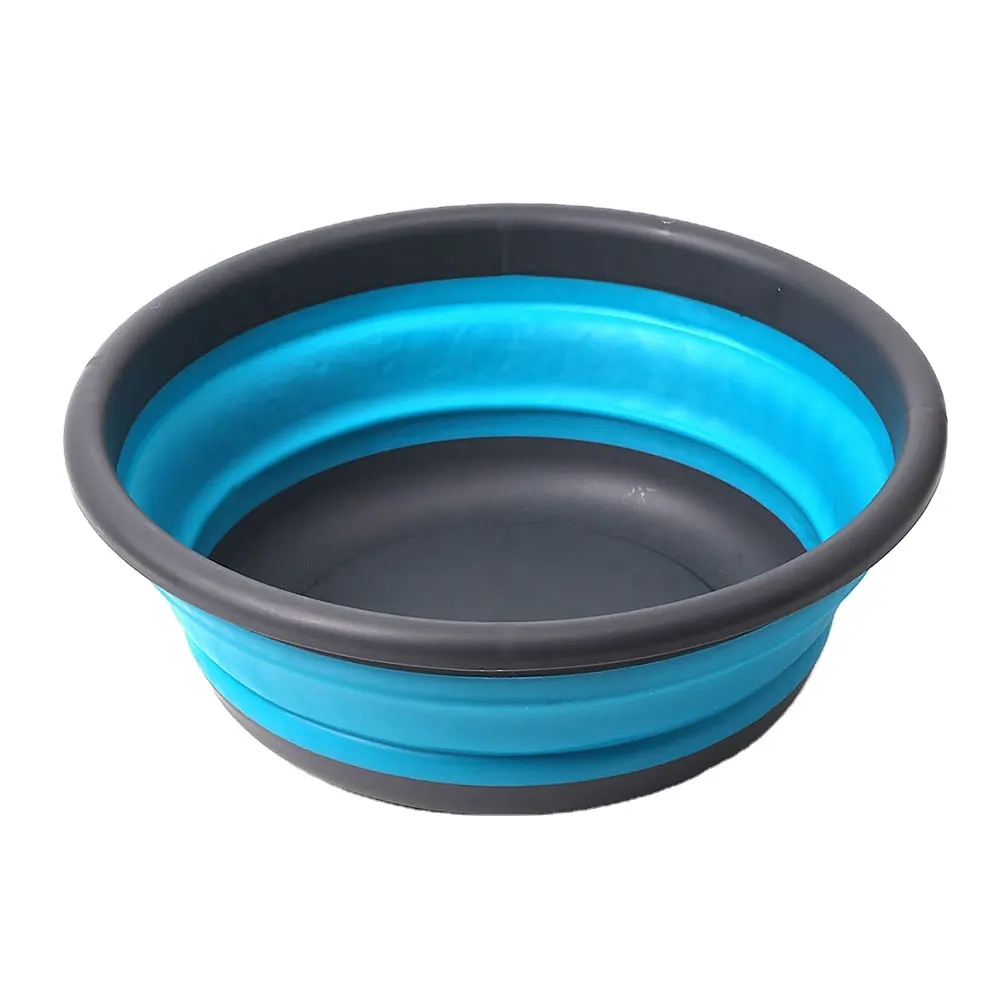 Round Large Custom Color Folding Save Space Wash Basin Camping Plastic Wash Basin Kitchen Dish Pans Washing Basin