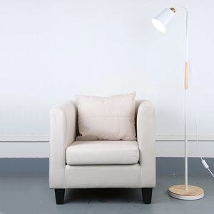 Modern LED Floor Lamp Plug-In Middle Size Metal & Wooden Black/<b>White</b> 3000K/6500K Home Lighting for Living Room <b>Bedside</b> Bedroom - Product Image 6