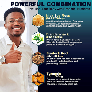 WXW Stock Sea Moss Boost Energy Cápsulas veganas Ashwagandha Cápsula de aceite de semilla negra Fuerza de raíz de bardana Cápsula de musgo de mar inmune - Product Image 6