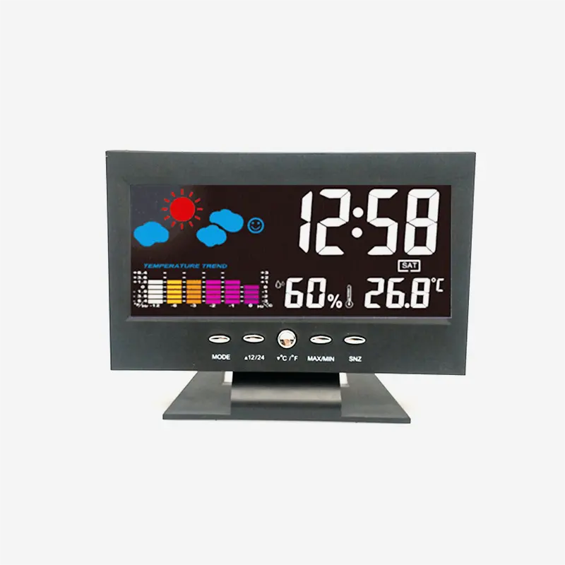 Weather Station Desk Alarm Clock , Calendar Electronic Wall Digital Calendar Alarm Clock Multiple Mounting/