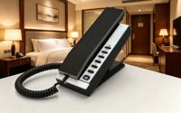 Wandmontierbares Desktop-IP-Telefon mit 2 SIP-Konten, Einstiegsmodell für Hotels, mit 802.3af PoE, Konferenzfunktion und Magnetischem Hörer