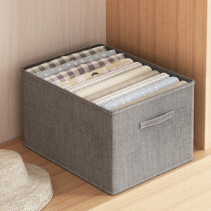 Clothing Organizer Storage <b>Box</b> Rectangular Dark Gray <b>Foldable</b> Large Capacity For Bedroom Wardrobe Drawer Style - Product Image 1
