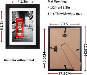 Cadres photo en bois 4x6, 5x7, 8x10 en chêne massif et pin de qualité supérieure, personnalisables pour affichage mural ou sur table – Vente en gros - Product Image 2