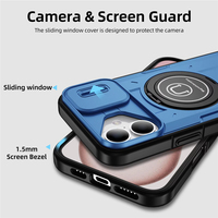 Pour iPhone 16 étui de couverture complète fenêtre poussoir support de téléphone magnétique étui arrière pour iPhone 16 Plus 15 + 14 Pro Max 13 12 Mini 11 étui
