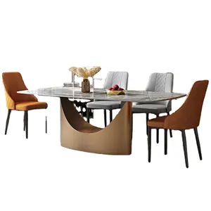 Персонализированный креативный современный обеденный стол из спеченного камня, столовые Столы из Нержавеющей Стали, домашняя мебель