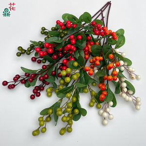 Fleur artificielle à six têtes, multi-tiges, en soie, taille moyenne, pour décoration de Noël - Product Image 1
