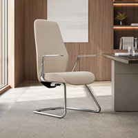 Chaise de bureau en cuir à dossier haut, chaise de conférence exécutive avec base en chrome et accoudoirs fixes