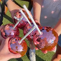 600ml Vin Sirop à boire Bouteille de thé Discoball Galvanisé Boule Ronde Tasses Discoball En Plastique Paille Tasse Disco Boule Tasses En Plastique