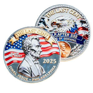 Moneta Commemorativa Personalizzata in Metallo con Incisione 'RIP', Emblema Aquila, Stelle e Strisce, Souvenir Artigianale - Product Image 1