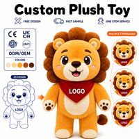 Peluche Lion Personnalisée OEM ODM Fabricant Mascotte Animale Mignonne avec Logo Personnalisé Vente en Gros Faible MOQ