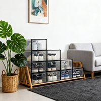 Boîte à chaussures empilable et pliable en plastique transparent, personnalisable, écologique, design transparent pour l'affichage et le rangement des baskets à domicile – Offre Spéciale