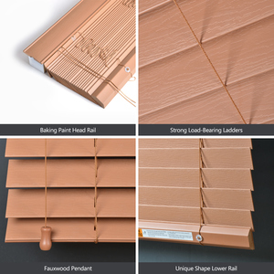 ZSTARR fabbrica OEM ODM eco-friendly decorazione per la casa senza fili in <span class=keywords><strong>legno</strong></span> veneziane 2 "lamelle da 2 pollici tende in <span class=keywords><strong>legno</strong></span> finto per finestra - Product Image 6