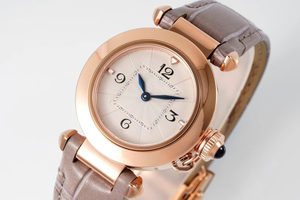 Reloj Clásico Redondo para Mujer con Correa de Cuero Color Taupe, Elegantes Manecillas Azules, Reloj de Pulsera Mecánico Automático para Uso Casual y Formal - Product Image 3