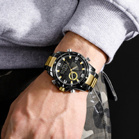 Montre analogique-numérique NAVIFORCE 9257 en acier inoxydable, fabrication chinoise, mode, étanche, montres en alliage, montre-bracelet électronique pour homme